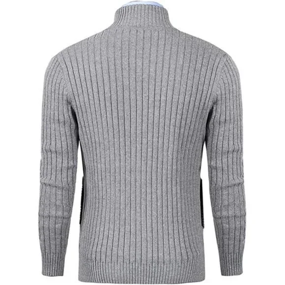 Men's Cardigan Sweaters Full Zip Up Stand Collar Slim Fit